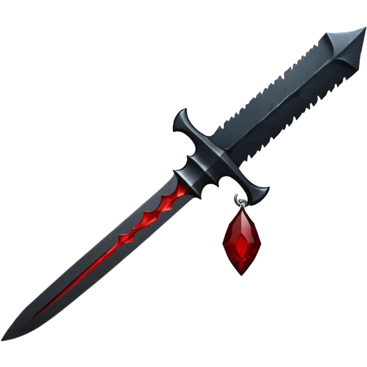 iOS emoji, dark fantasy dagger, obsidian blade, runes, blood drop, clean render, minimalism emoji
