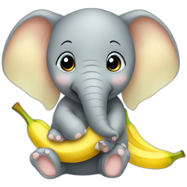 the cute baby elephant eats a banana emoji