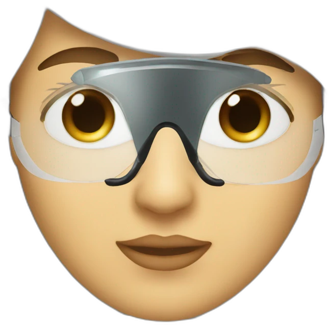 lasik eye surgery mask with dark brown straight hair emoji