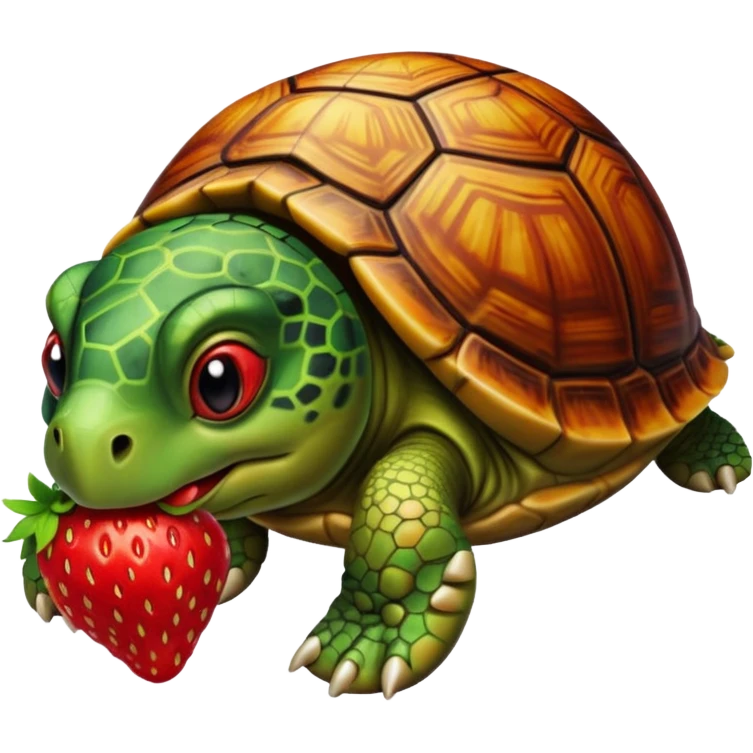 Turtle eating a strawberry emoji