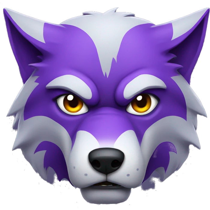 A purple angry wolf emoji