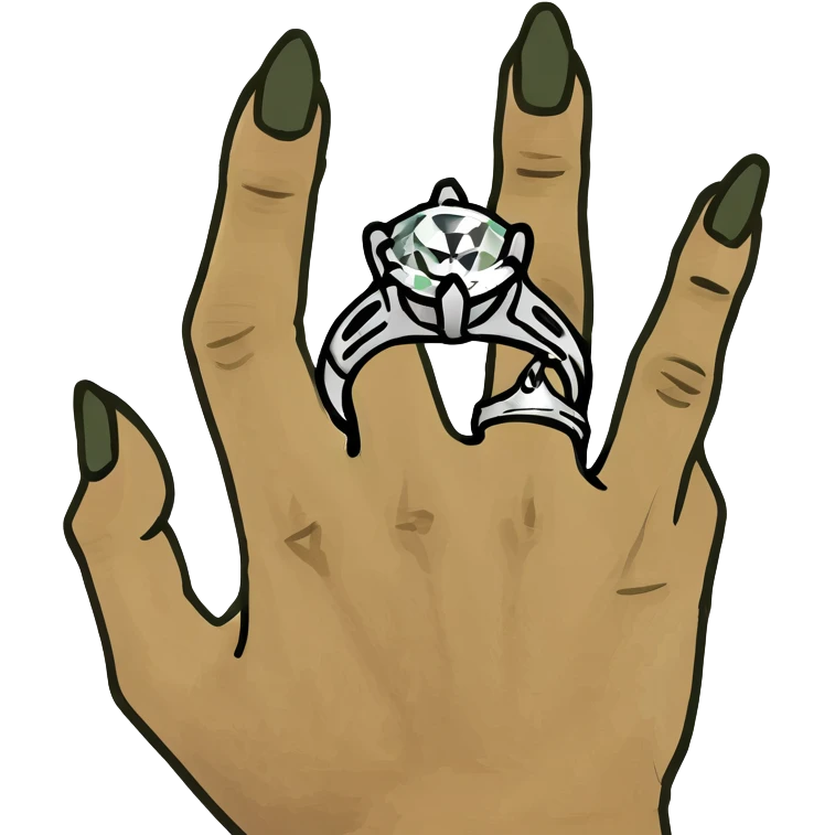Pink & gold engagement ring on hand emoji