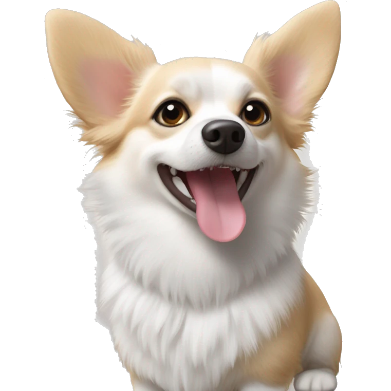 White corgi Chihuahua Pomeranian mix less fluff￼ emoji