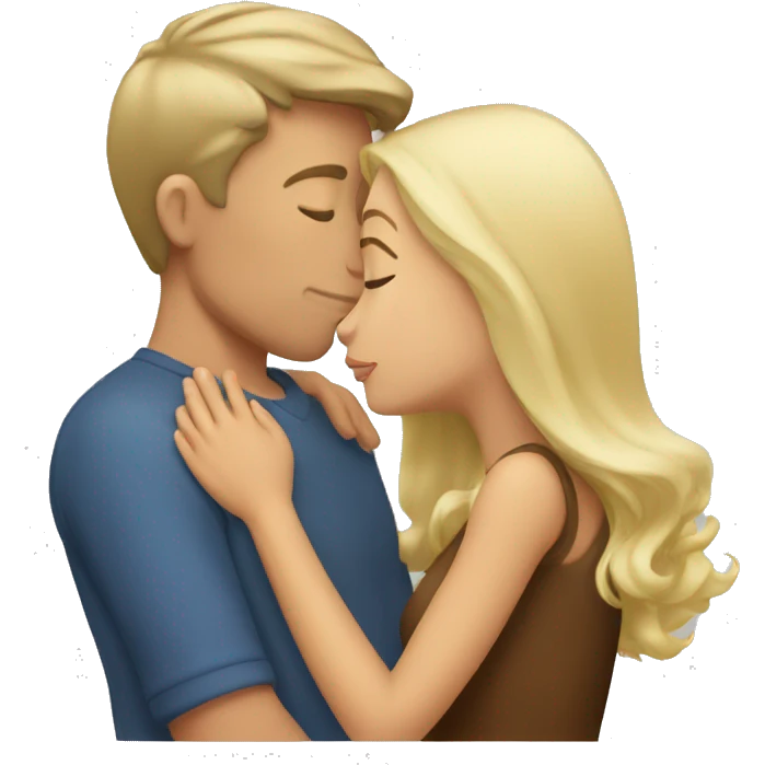 Blonde man kissing a brown hair girl emoji