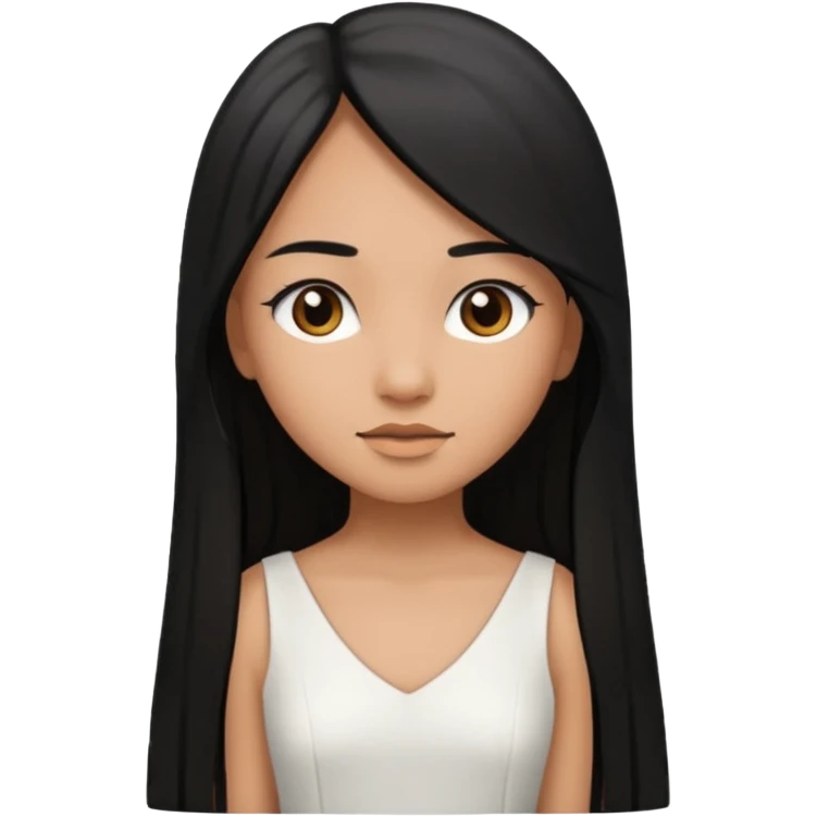 A girl in white with black long straight hair and light brown skin emoji