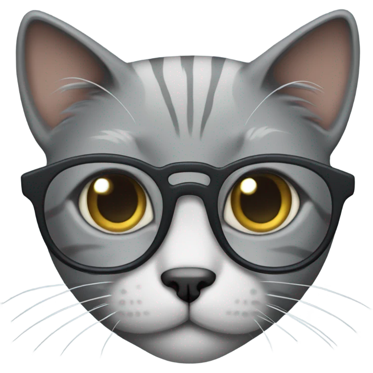 Grey cat with glasses emoji