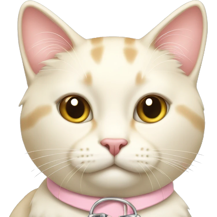 cream cat with light pink collar sitting emoji