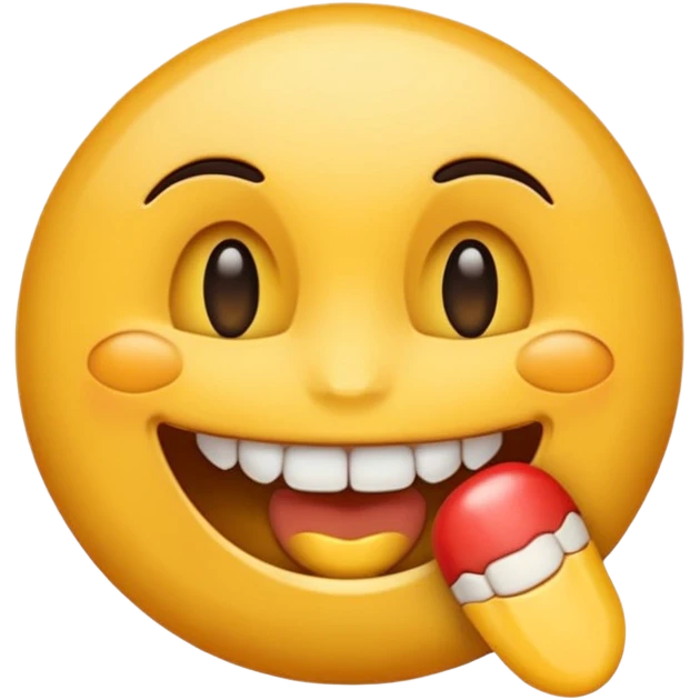 Emoji padrão preto com aparelho dentário com os dentes a mostra bem amarelo emoji