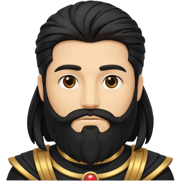 Saturn, God of Time from Gods and Goddesses with black hair and beard, black outfit emoji