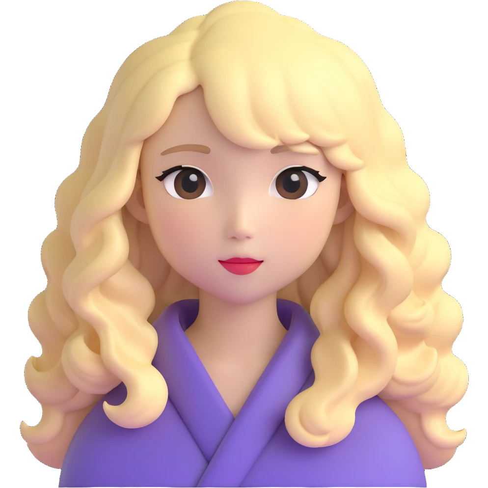 Japanese girl with voluminous blonde wavy hair emoji