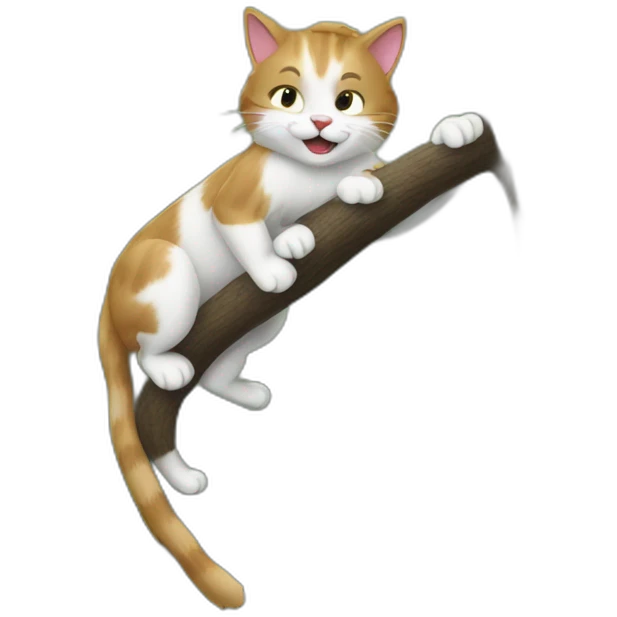 cat climbing steep tree after squirrel emoji
