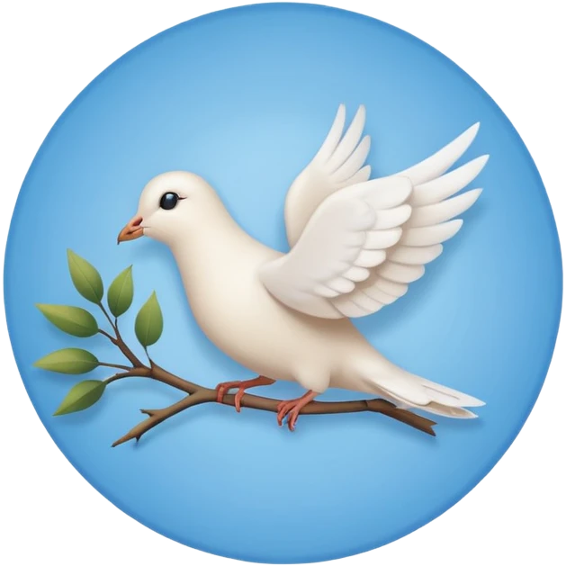 A sky-blue circle and a ☑️ Little dove  emoji