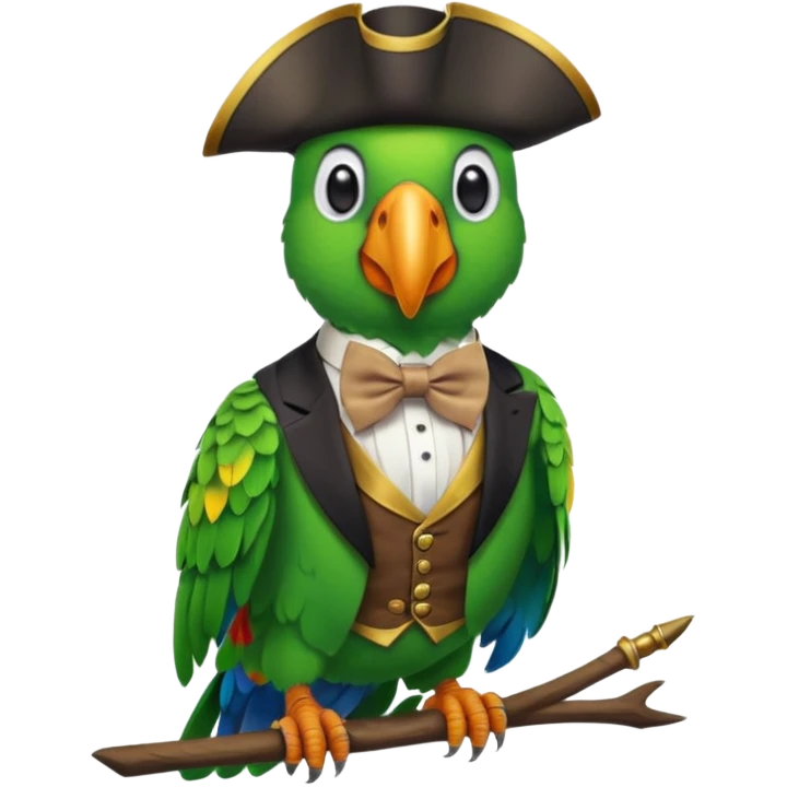 Pirate parrot wearing bow tie emoji
