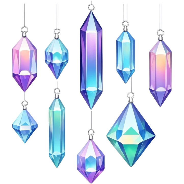 Iridescent big giant glistening glossy sparkly shiny glittery hanging crystals decorations emoji