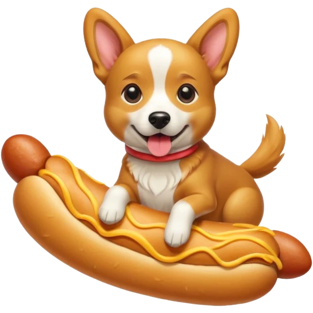 Dog riding corn dog emoji