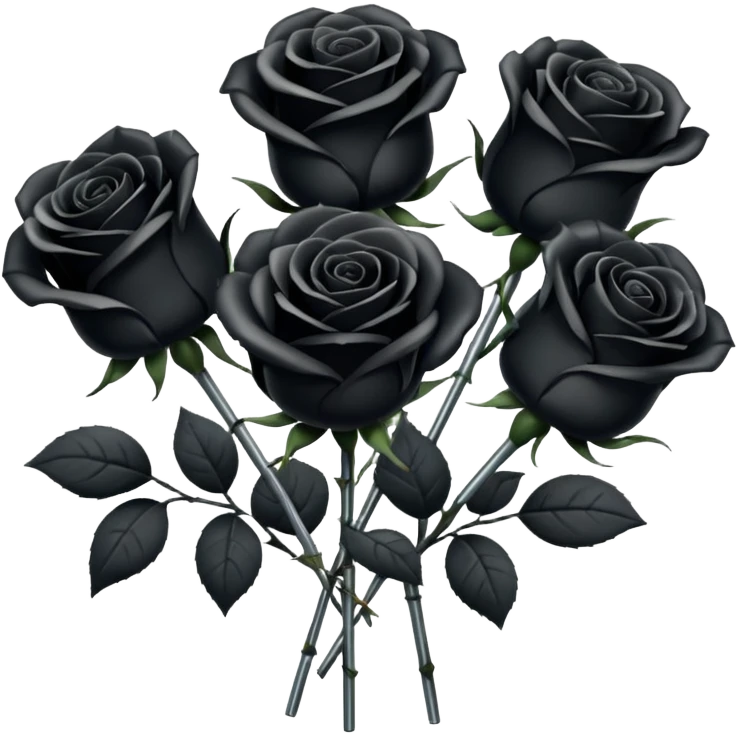 A bouquet of black roses with steel stems emoji