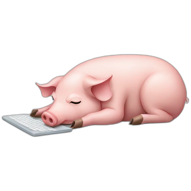 pig lying flat, dead at work emoji