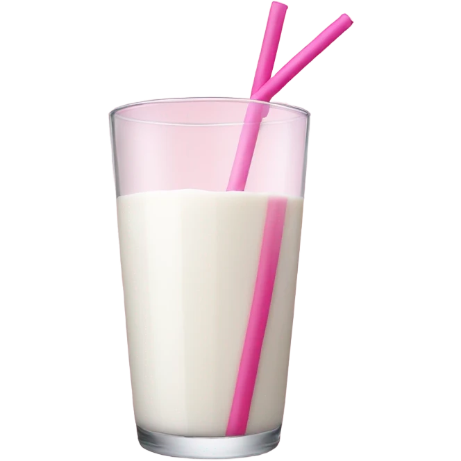 Milk in glass and pink straw emoji