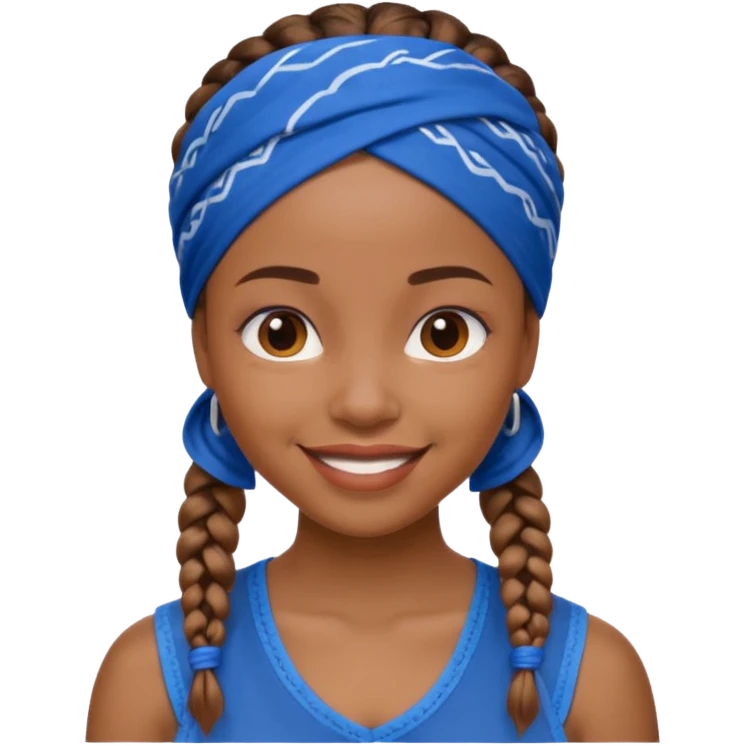short black woman with braids and a blue bandana emoji