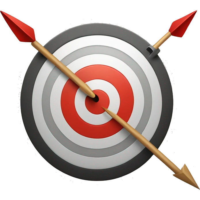 a target with an arrow in the bullseye. the target is speaking (speech bubble) emoji