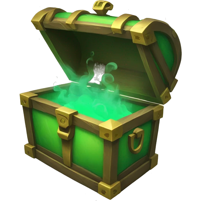 open treasure chest with green smoke coming out emoji