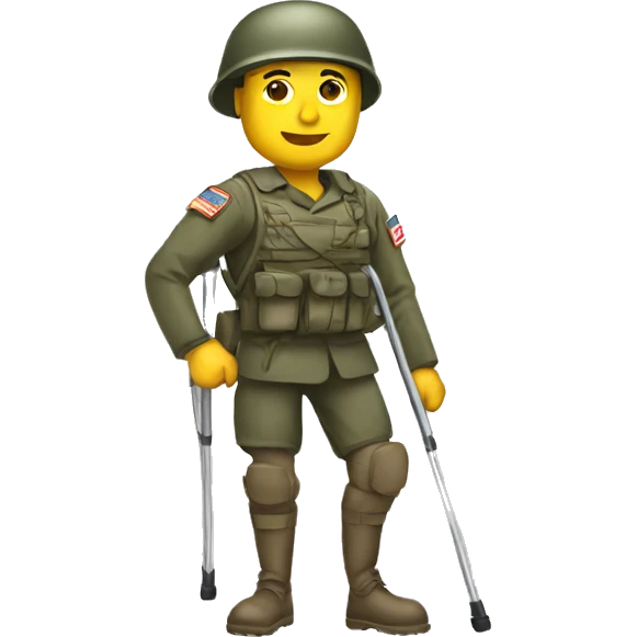 a soldier with bad legs on crutches emoji