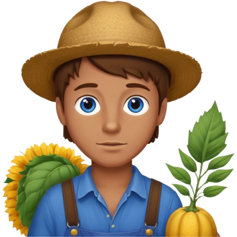 CREATE ME A NICE FARMER BOY BROWN HAIR TANNED SKIN AND BLUE EYES emoji