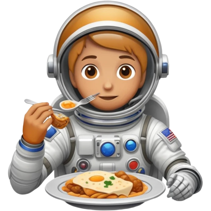 A person in a spacesuit eating a meal emoji