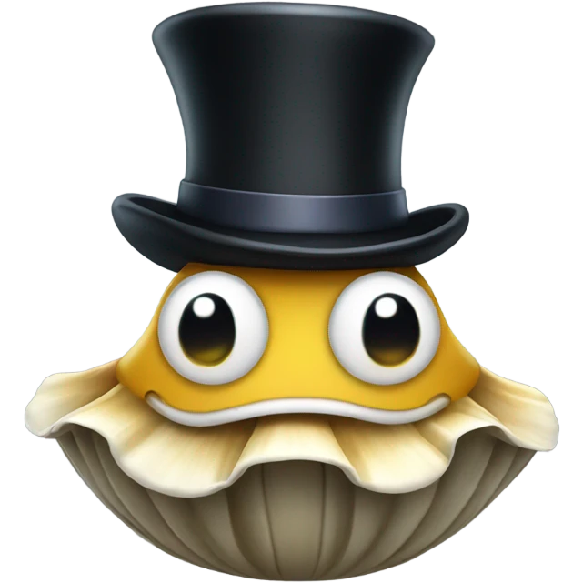 A clam wearing a top hat emoji