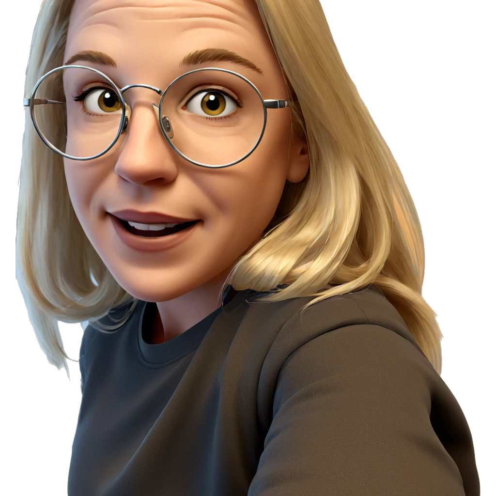 blonde girl with round glasses emoji