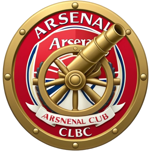 Arsenal football club crest with cannon, high definition, precise details, shown from a different angle emoji
