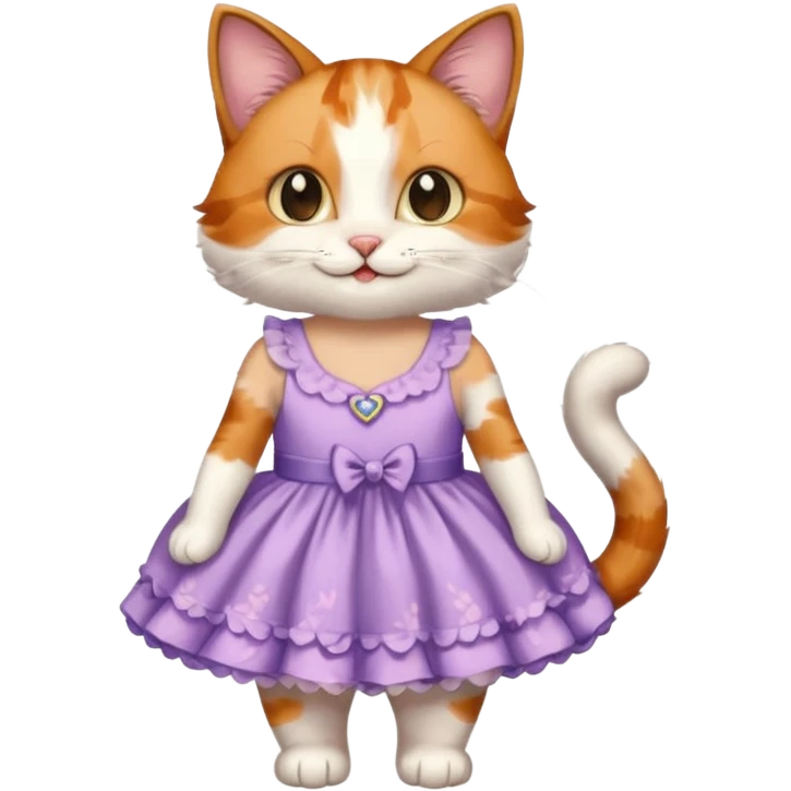 A cat wearing a pretty one-piece dress emoji