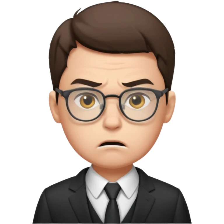 aggressive boy with glasses in suit emoji