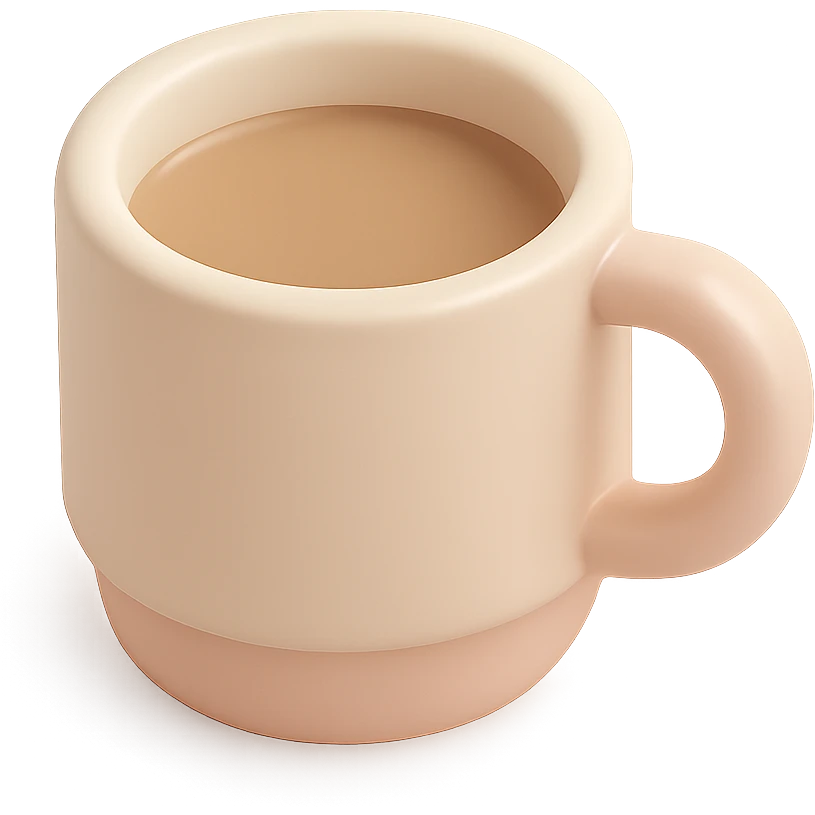 minimalist 3D poly icon of a coffee cup emoji