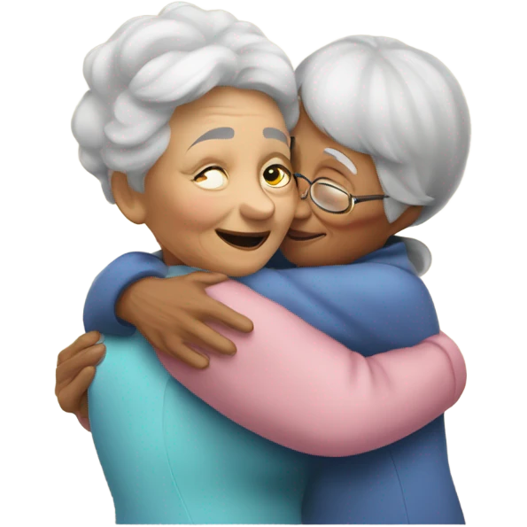 Grandma huggings with a girl emoji
