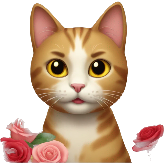 Cat with roses bouquet  emoji