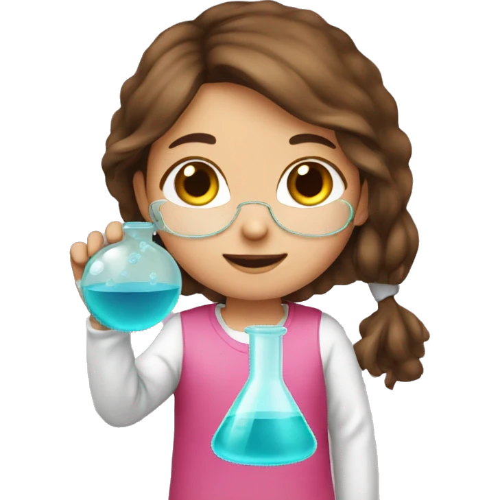 brown-hair girl doing pink chemistry  emoji
