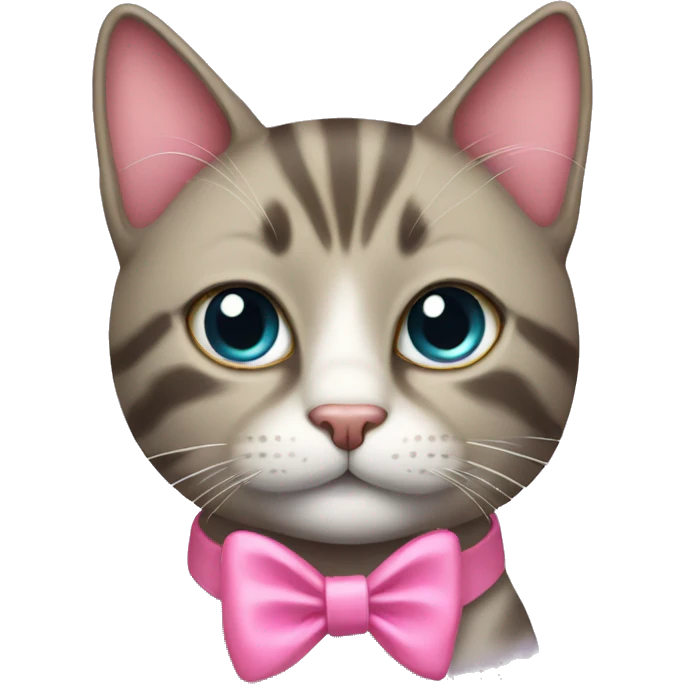 A cat with a pink bow on its collar emoji