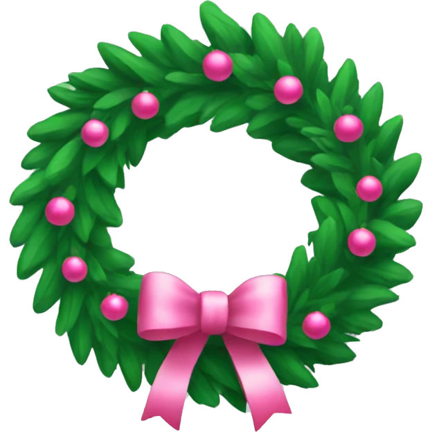 Green Christmas wreath with pink decorations emoji