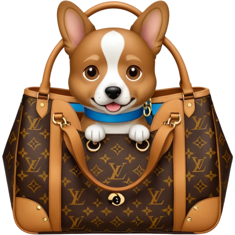 dog in Louis Vuitton bag emoji