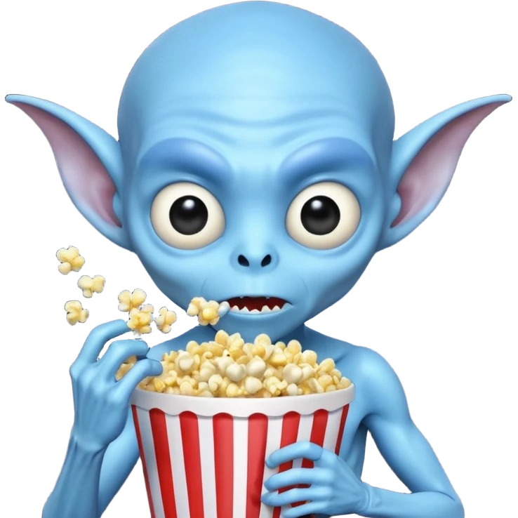 blue alien eating popcorn emoji