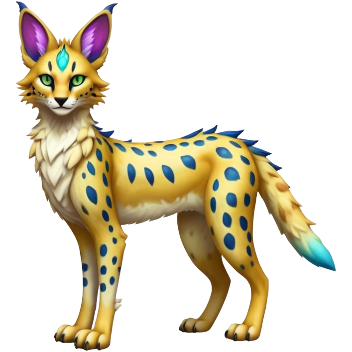 Epic Edgy Colorful ethereal eldritch Sergal-Serval-Vernid full body emoji