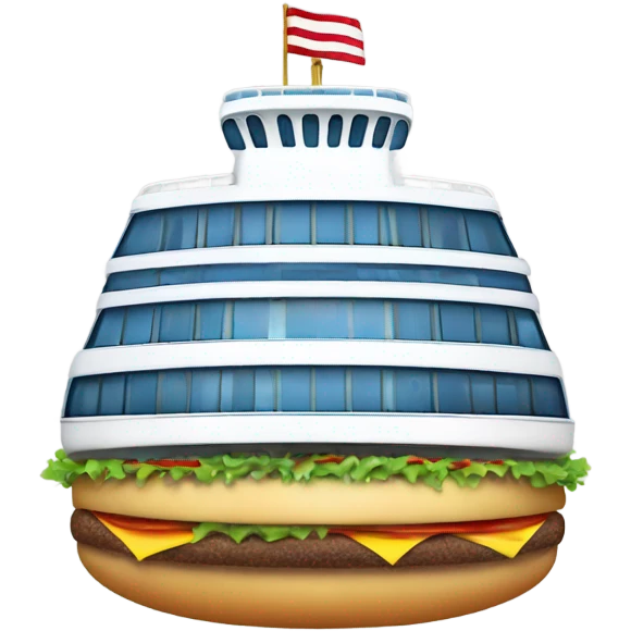 A cruise ship shaped like a hamburger ￼ emoji