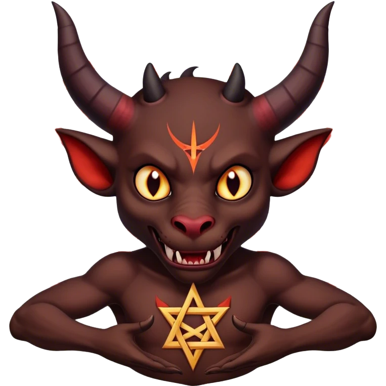 Devil holding inverted pentagram emoji