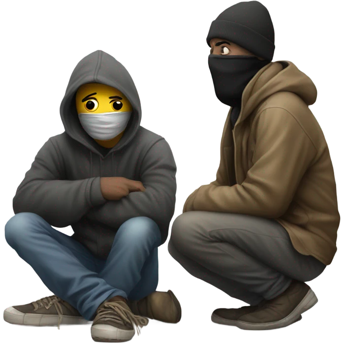 Homeless man and a guy in a ski mask emoji