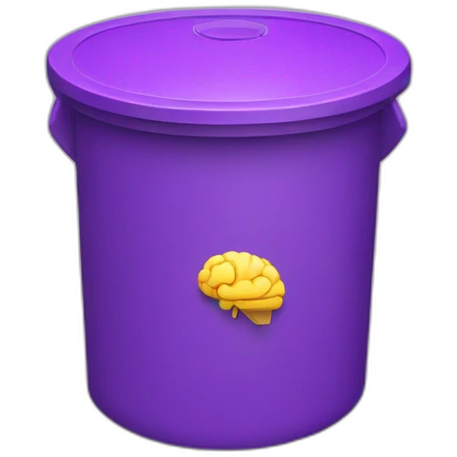 a trash can with a purple brain instead on the top of the lid emoji