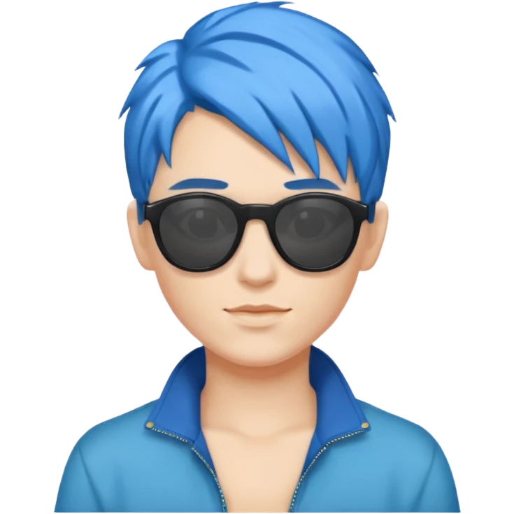 Musica voy with blue hair AND sunglasses emoji