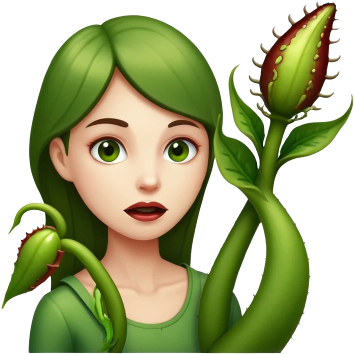 women is eaten by a carnivourus plant emoji
