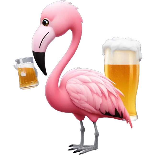 flamingo holding a mug of beer emoji