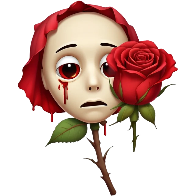Sad face with dying rose emoji